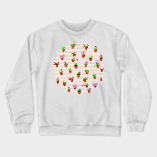 Pattern of Flower Pots Salmon Crewneck Sweatshirt by cesartorresart